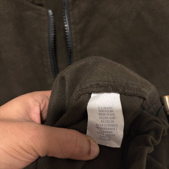 Filson Vest Liner Brown Full Zip Moleskin Hunting Casual Made in USA - Large - Picture 8 of 9